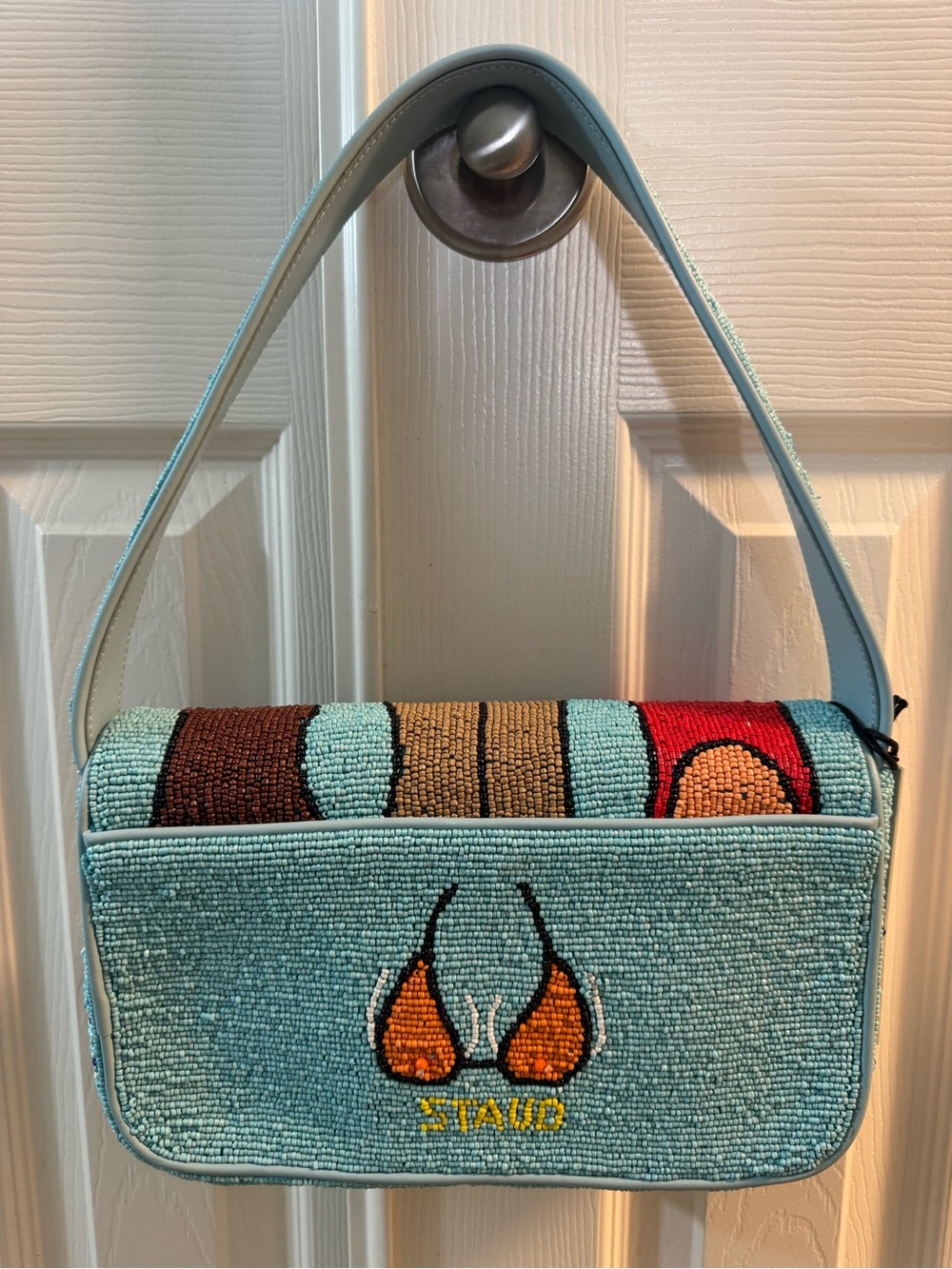 Beaded Bikini Motif Shoulder Bag - Light Blue - Picture 2 of 3